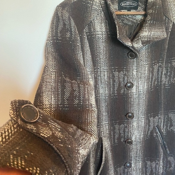 NORTHERN Reflections Jacket Wool Tweed Coat Brown Neutral Warm Button Up Large - Picture 6 of 15